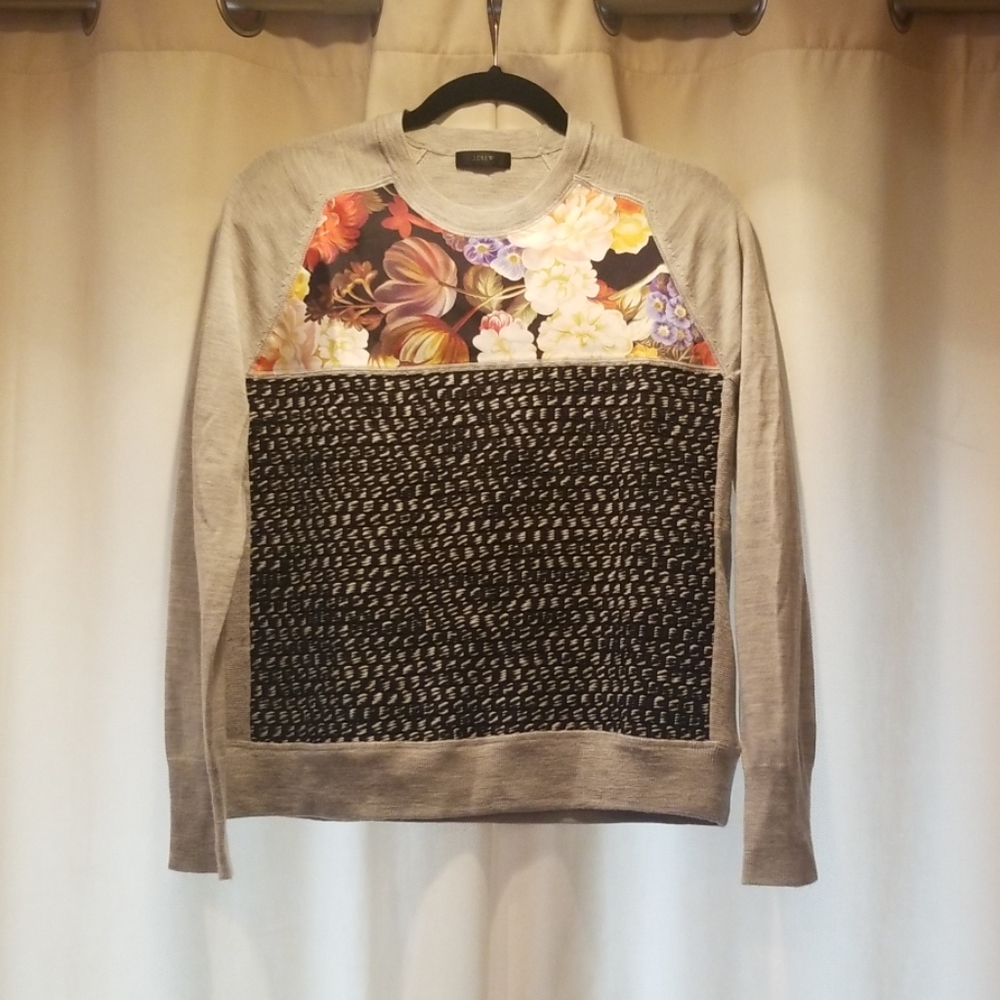 J. Crew Floral Tweed Sweater